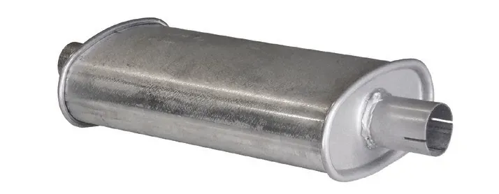 Yleismallinen äänenvaimennin, ovaali, 165 x 85 x 315 mm, putken 1 sisä Ø 44,5 mm, putken 2 sisä Ø 44,0 mm Superhinta