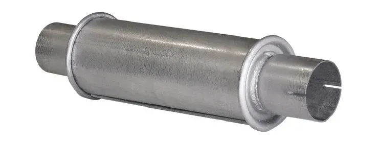 Viikonlopputarjous Yleismallinen äänenvaimennin, pyöreä, 120 x 250 mm, putken 1 sisä Ø 76,5 mm, putken 2 sisä Ø 76,5 mm
