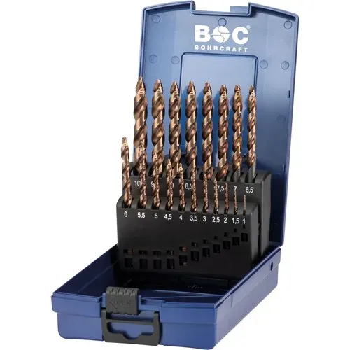 Turvallinen Maksu Bohrcraft HSS-E Co5 T-STEP INOX poranteräsarja 1-10mm x 0,5mm 19 osaa