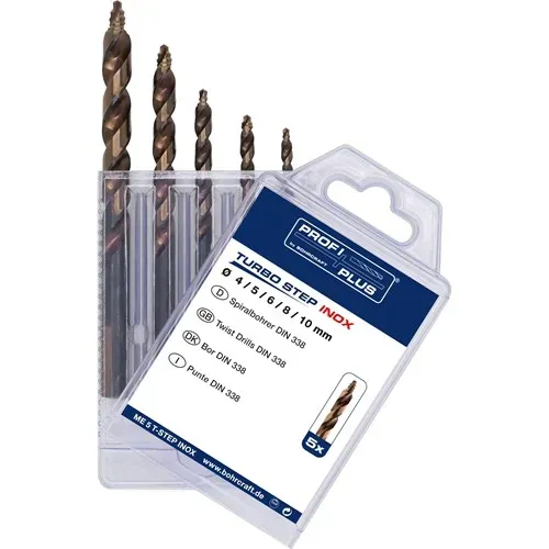 Bohrcraft HSS-E Co5 T-STEP INOX poranteräsarja 4-10mm 5 osaa Bestseller