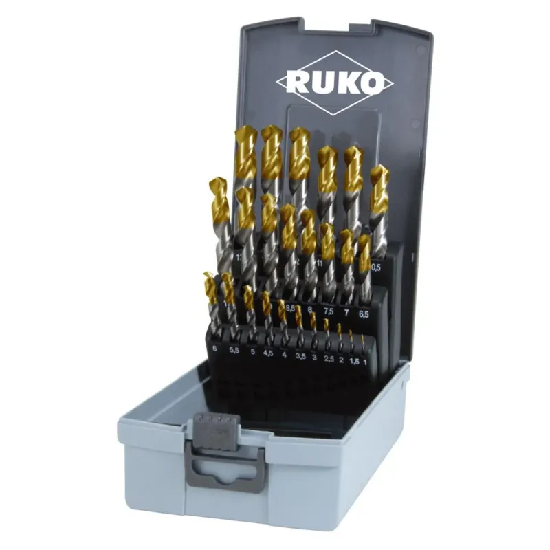 Halpa RUKO kierukkaporasarja 25-os 1-13mm HSS TIN kärki