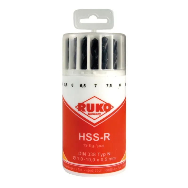 Suosittu RUKO Kierukkaporasarja 1-10mm/19os HSS, DIN338 SK