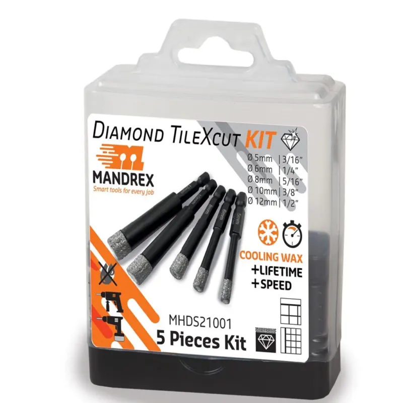 Älä Missaa MANDREX TileXcut sarja 5-12mm/4-os 1/4"kiinnitys