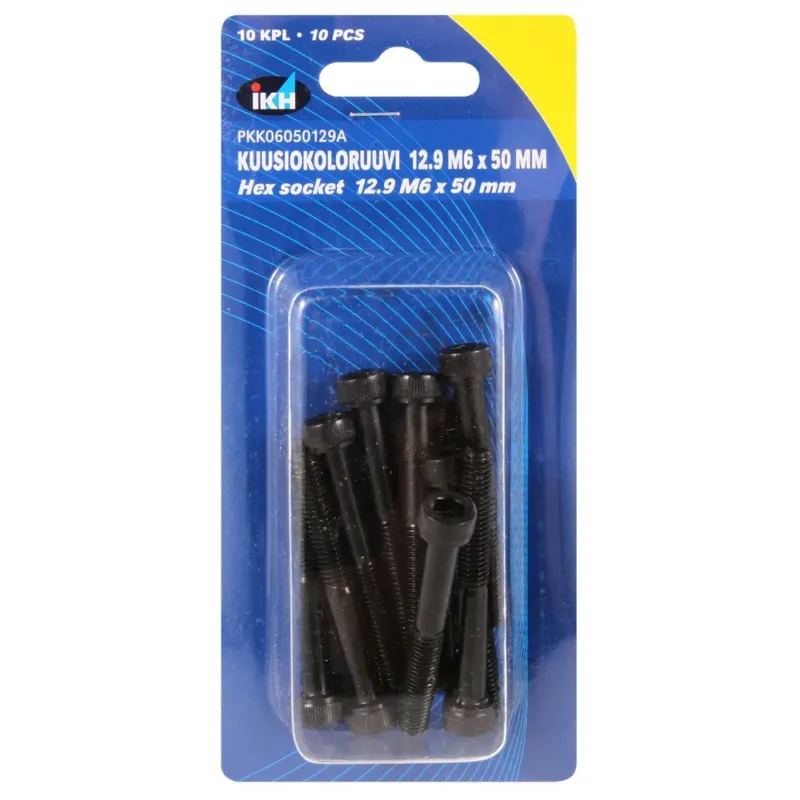 KUUSIOKOLORUUVI M6X50 12.9 10KPL DIN912 Vain Tänään