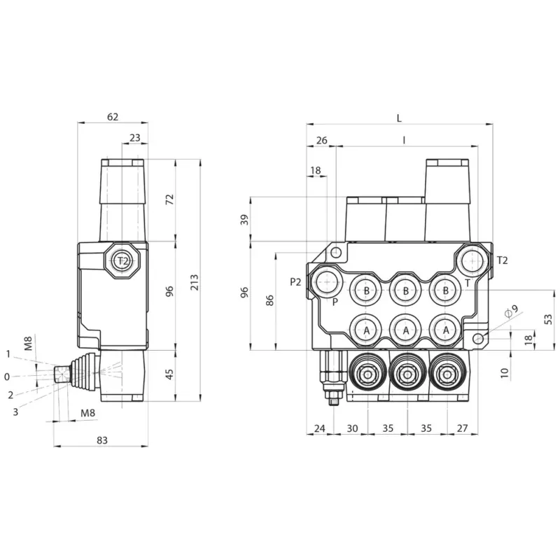 HYDRAULIVENTTIILI 1/2 3-KARA 1X1-TOIM 2X2-TOIM Edullinen Hinta