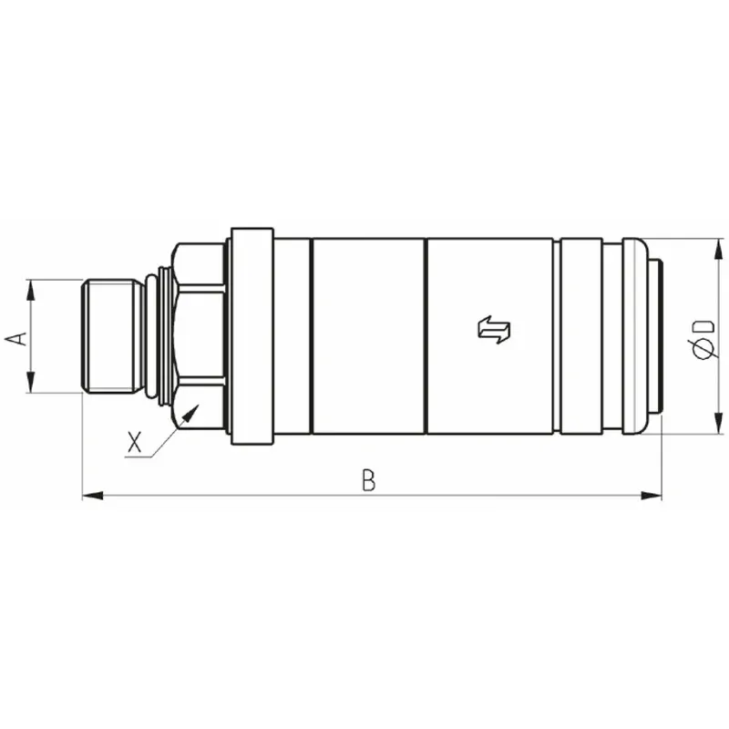 PIKALIITIN RUNKO 1/2 BSP PUSH-PULL FASTER Alkuperäinen