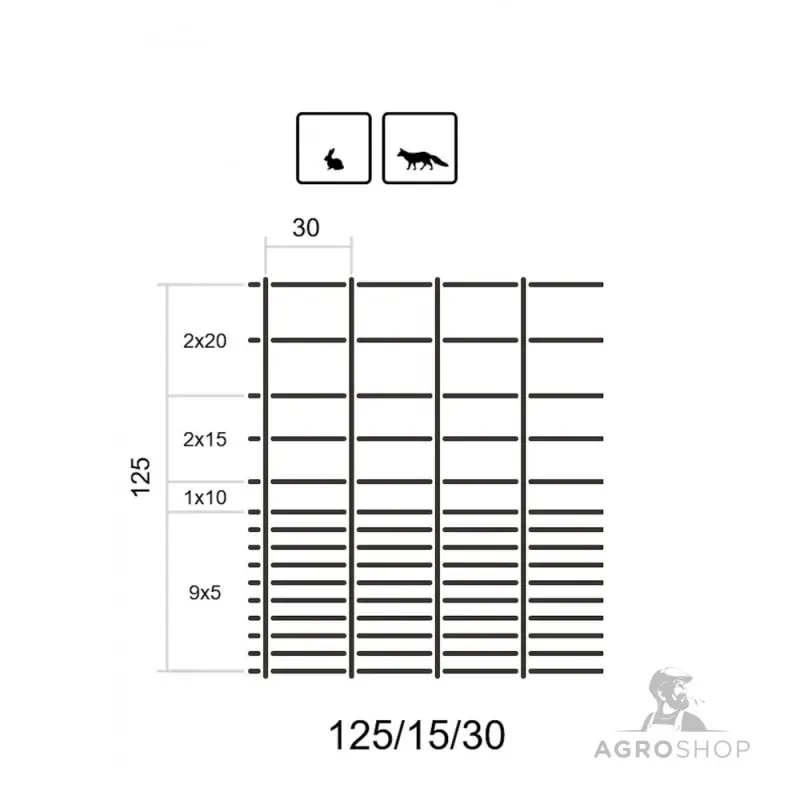 Poisto Eläinverkko ForestNet L zn ø2,0/1,6mm, silmäkoko 30cm-15L 1,25x50m