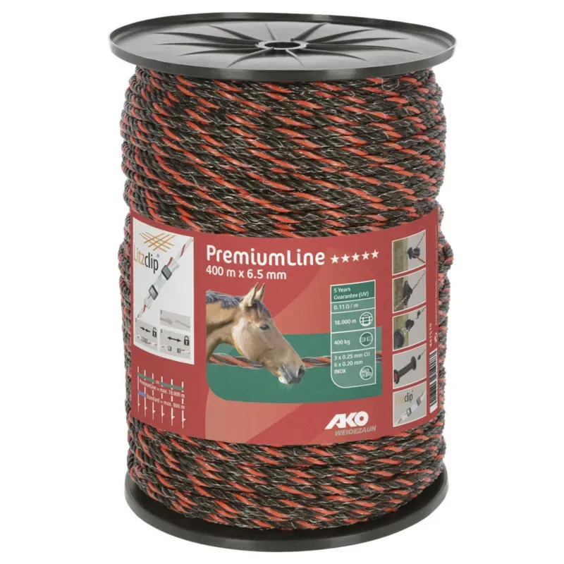 Kausialennus Sähköpaimenen aitaköysi AKO PremiumLine 6,5mm 400m